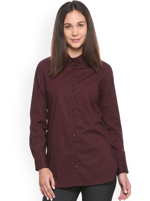 

Van Heusen Women Maroon Regular Fit Solid Formal Shirt