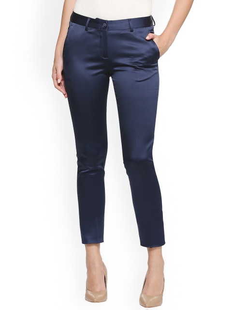 

Van Heusen Woman Women Navy Blue Slim Fit Solid Formal Trousers