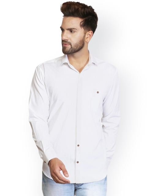 

Zotw Men White Slim Fit Solid Casual Shirt