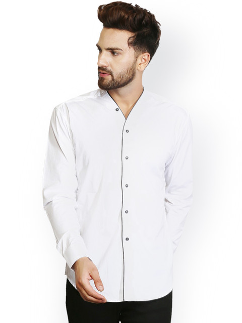 

Zotw Men White Slim Fit Solid Casual Shirt
