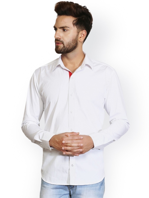 

Zotw Men White Slim Fit Solid Casual Shirt