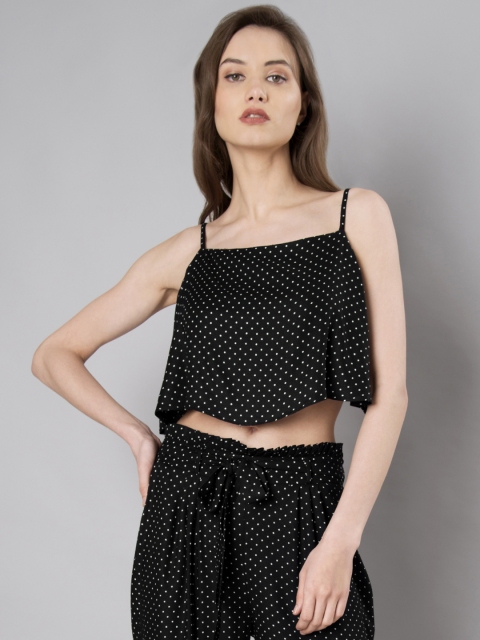 

FabAlley Women Black Printed Crop Top