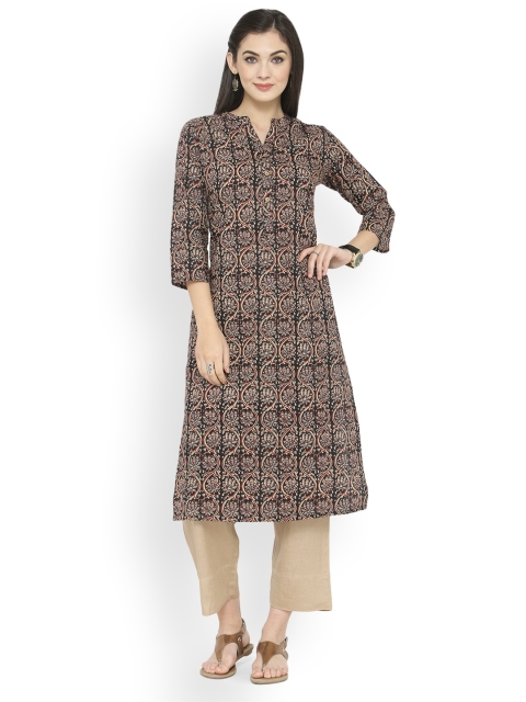 

Varanga Women Black Printed Straight Kurta
