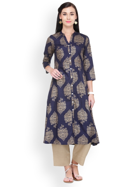 

Varanga Women Blue Printed Straight Kurta