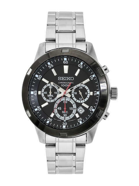 

SEIKO Men Black & Silver-Toned Analogue Watch