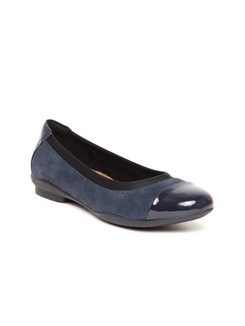 

Clarks Women Navy Blue Solid Synthetic Ballerinas