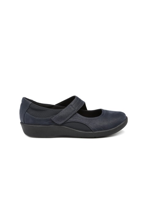 

Clarks Women Navy Blue Solid Synthetic Ballerinas
