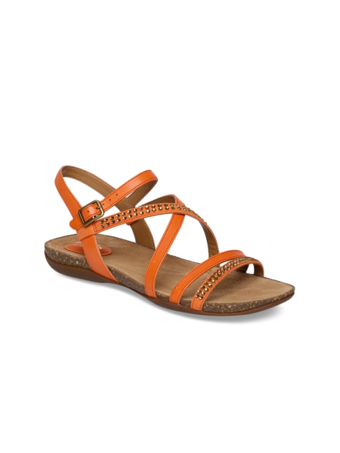 

Clarks Women Orange Solid Synthetic Open Toe Flats