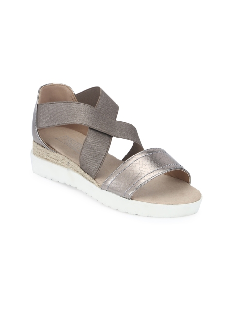

Truffle Collection Women Gunmetal-Toned Solid Sandals, Metallic