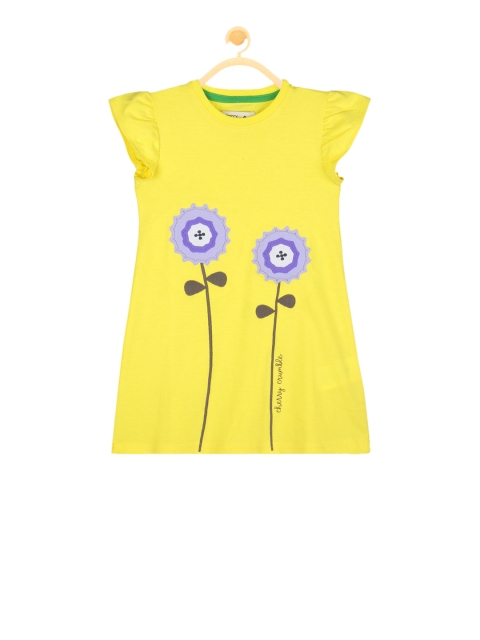 

Cherry Crumble Girls Yellow Printed A-Line Dress