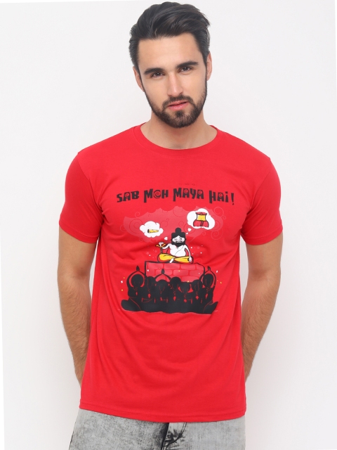 

Bushirt Men Red Printed Round Neck T-shirt