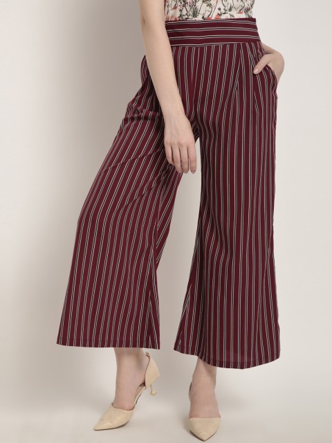

RARE Women Maroon Regular Fit Striped Culottes