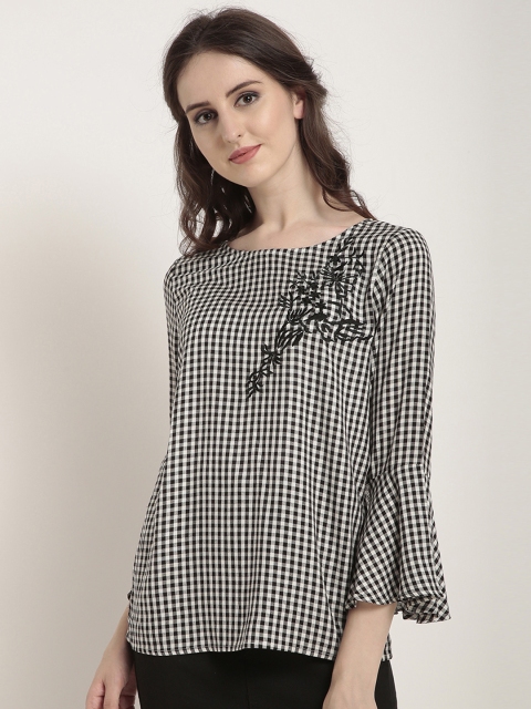 

RARE Women Black & White Checked Top