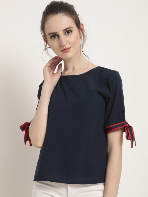 

RARE Women Navy Blue Solid Top