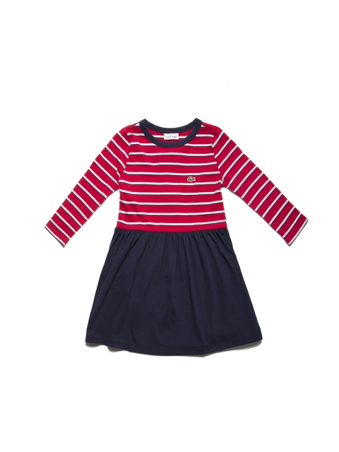 

Lacoste Girls Red & Navy Blue Striped Fit and Flare Dress