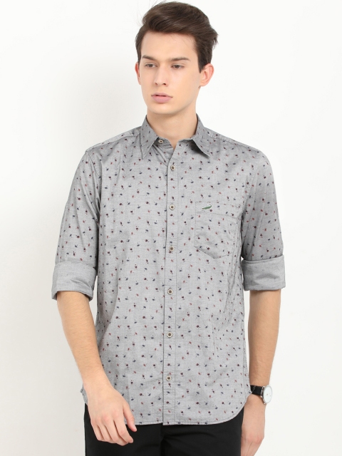

Crocodile Men Grey Slim Fit Printed Casual Shirt