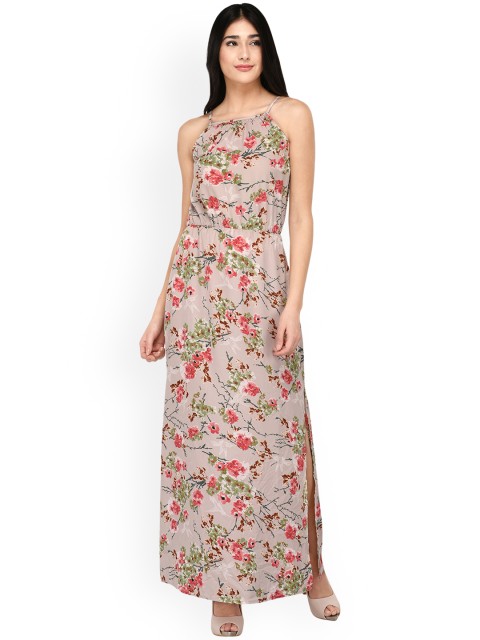 

PURYS Women Beige Printed Maxi Dress