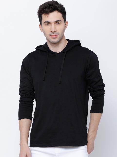

HIGHLANDER Men Black Solid Hood Slim Fit T-shirt
