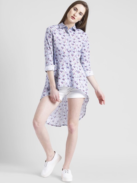 

Texco Women White Printed High-Low Pure Cotton Top