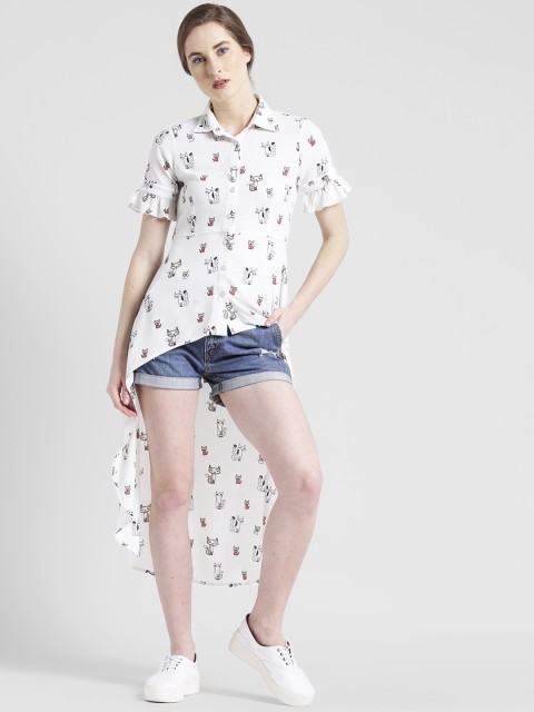 

Texco Women Off-White Printed High-Low Top