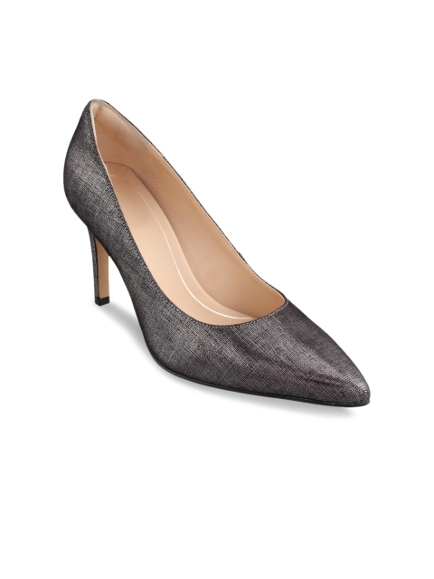 

Clarks Women Silver-Toned Leather Solid Pumps