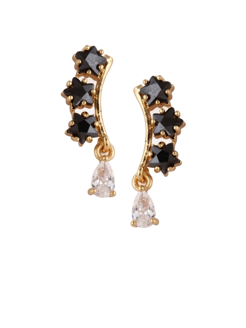 

Rubans Gold-Toned & White Classic Drop Earrings