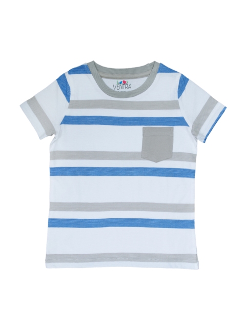 

ventra Boys Off-White Striped Round Neck T-shirt