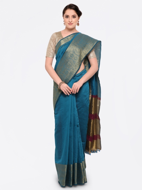 

Pisara Blue Silk Blend Woven Design Chanderi Saree