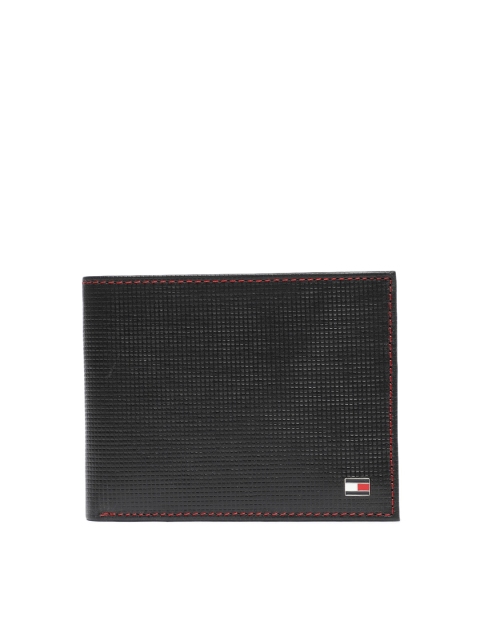 

Tommy Hilfiger Men Genuine Leather Black Textured Two Fold Wallet