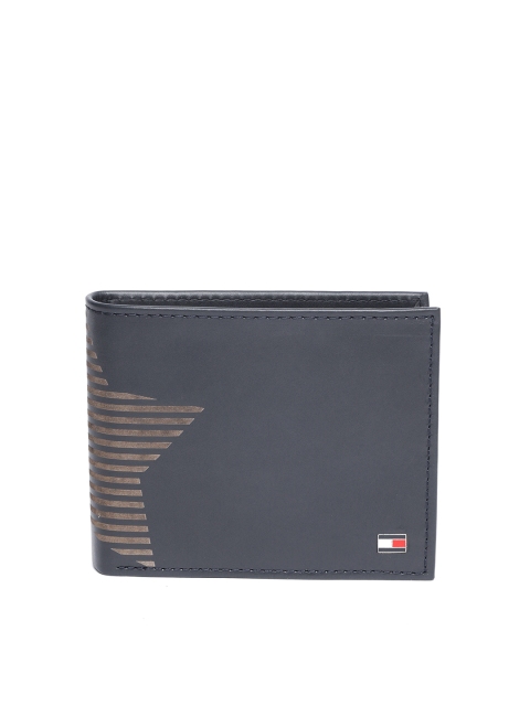 

Tommy Hilfiger Men Navy Blue Leather Printed Detail Two Fold Wallet