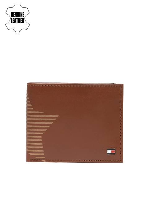 

Tommy Hilfiger Men Tan Printed Genuine Leather Two Fold Wallet