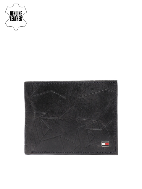 

Tommy Hilfiger Men Black Textured Genuine Leather Two Fold Wallet