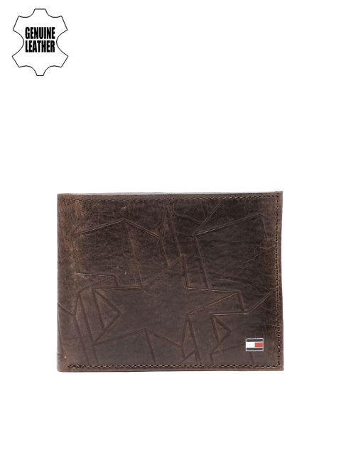 

Tommy Hilfiger Men Brown Textured Genuine Leather Two Fold Wallet