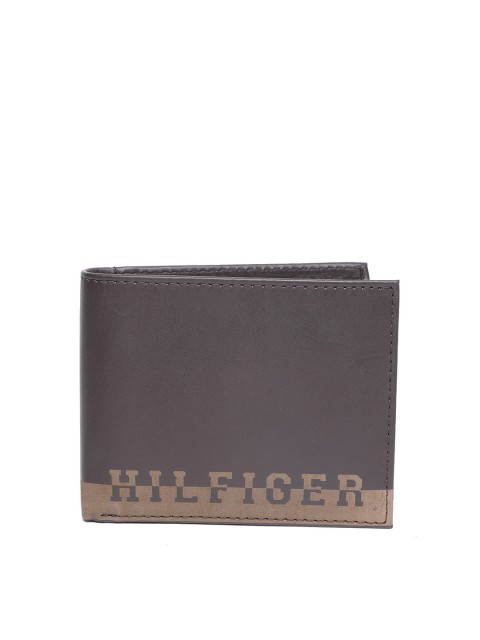 

Tommy Hilfiger Men Coffee Brown Leather Printed Two Fold Wallet