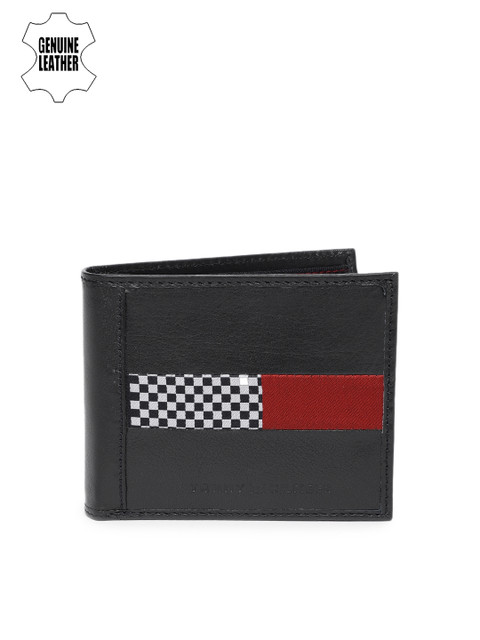 

Tommy Hilfiger Men Black Striped Two Fold Wallet