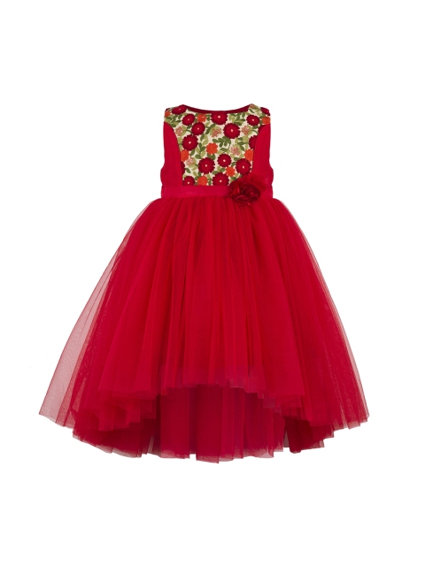 

Toy Balloon kids Girls Red Self Design Fit and Flare Dress