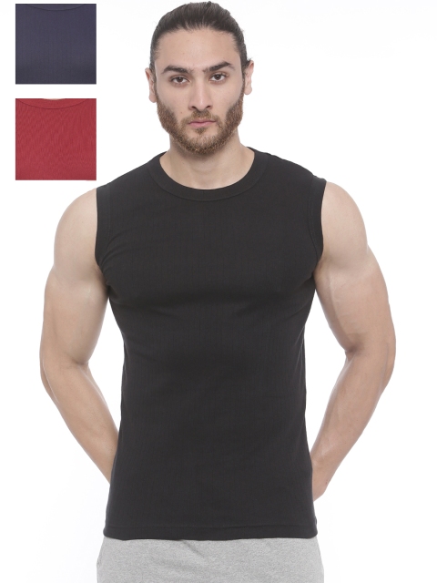 

Bitz Men Pack of 3 Organic Cotton Vests EMT001, Black
