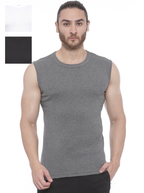 

Bitz Men Pack of 3 Organic Cotton Vests EMT001, Grey