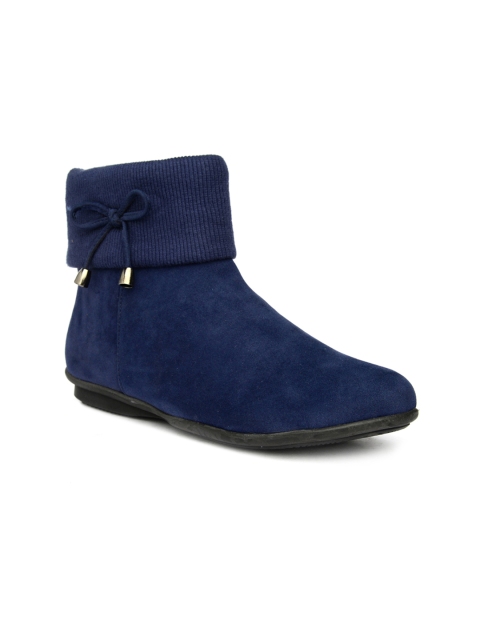 

Bruno Manetti Women Navy Blue Suede Flat Boots