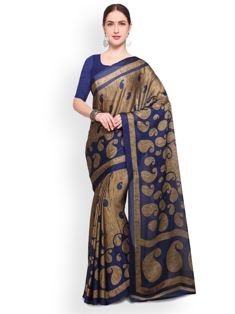 

Ligalz Blue & Beige Silk Blend Printed Saree