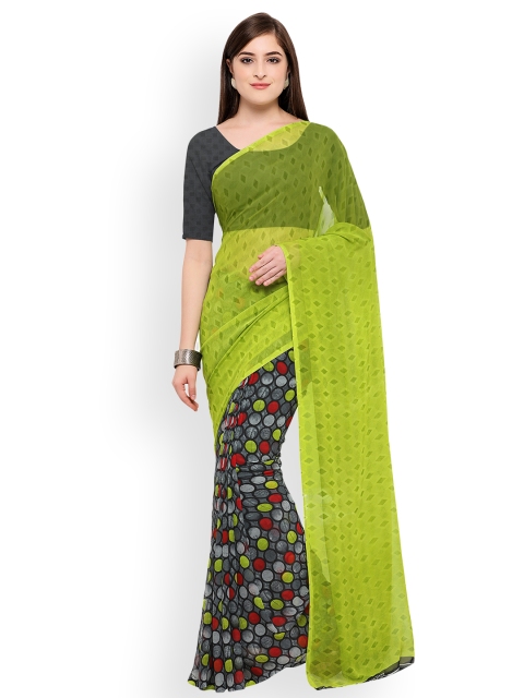 

Ligalz Green & Grey Poly Georgette Printed Saree