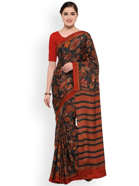 

Ligalz Black & Red Poly Crepe Printed Saree