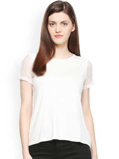 

Van Heusen Woman Women White Self Design Top