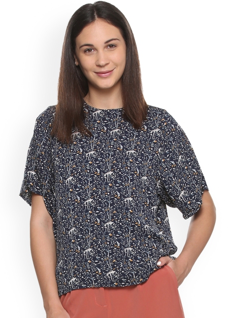 

Van Heusen Woman Women Navy Blue Solid Top