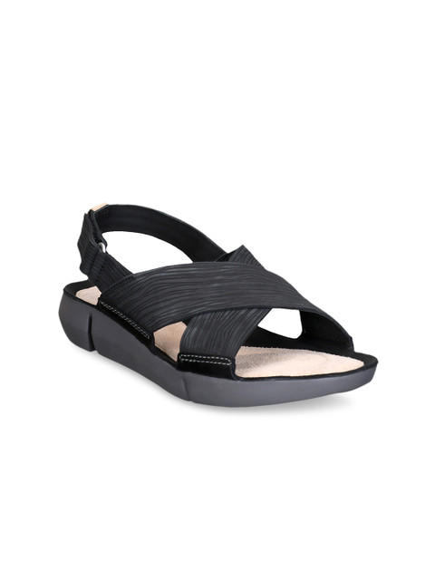 

Clarks Women Black Leather Comfort Sandals