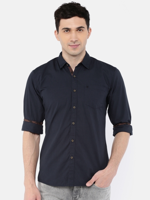 

Wrangler Men Navy Slim Fit Solid Casual Shirt, Navy blue