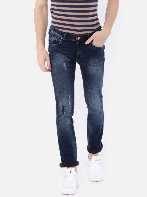 

Wrangler Men Blue Slim Fit Low-Rise Low Distress Stretchable Jeans