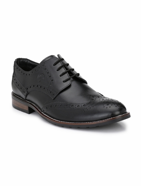 

SADDLE & BARNES Men Black Leather Brogues