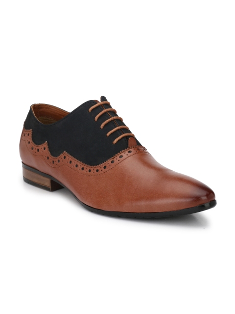 

SADDLE & BARNES Men Tan Brown & Black Leather Oxfords