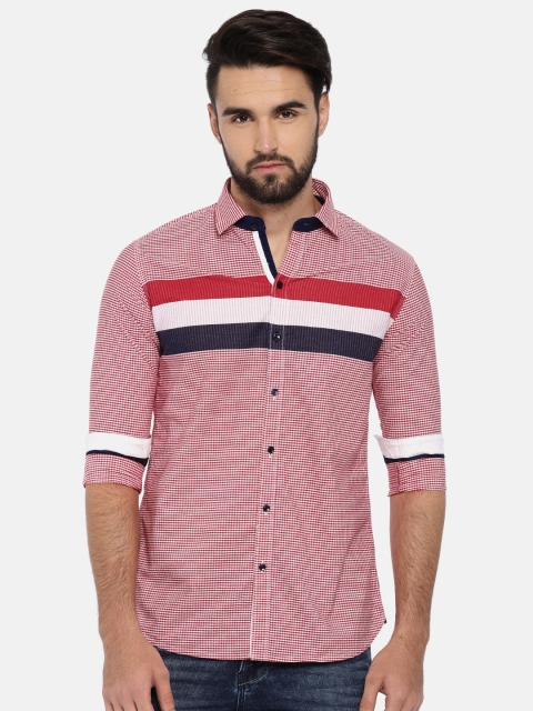 

Killer Men Red & White Slim Fit Checked Casual Shirt